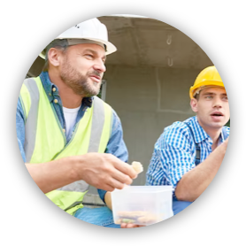 Workers eating lunch