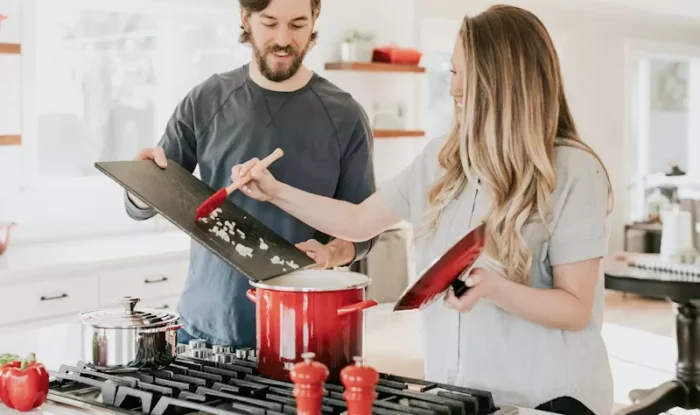 Couple cooking in the kitchen