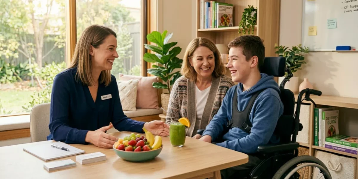 dietitian-for-cerebral-palsy Dietitian working with Cerebral Palsy client