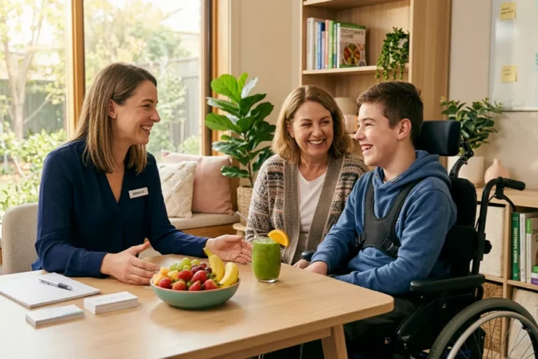 Dietitian working with Cerebral Palsy client